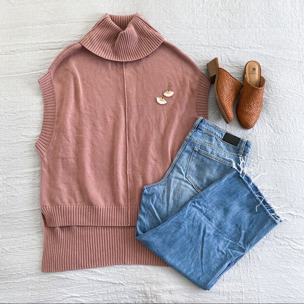 Mauve Cowl/Turtle Neck Sweater Vest